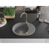 Mexen Kevin chiuvetă de granit cu un compartiment, cu picurător și baterie de bucătărie Telma, gri - 6517-71-670200-50