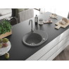 Mexen Kevin chiuvetă de granit cu 1 compartiment cu scurgător și baterie de bucătărie Telma, gri - 6517-71-670200-71