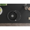 Mexen Kevin gránit egykagylós mosogató csepegtető tálcával és konyhai csapteleppel Telma, fekete - 6517-77-670200-70