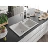 Mexen Tomas 2-medencés gránit mosogató 800 x 500 mm, Fehér, szifon Króm - 6516802000-20