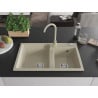 Mexen Tomas chiuvetă de granit cu 2 compartimente 800 x 500 mm, bej, cu sifon cromat - 6516802000-69