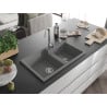 Mexen Tomas chiuvetă de granit cu 2 cuve 800 x 500 mm, gri, sifon crom - 6516802000-71