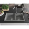 Mexen Tomas chiuvetă de granit cu 2 cuve 800 x 500 mm, gri, sifon crom - 6516802000-71