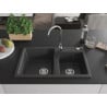 Mexen Tomas 2-medencés gránit mosogató 800 x 500 mm, Fekete foltos, szifon Króm - 6516802000-76