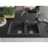 Mexen Tomas 2 rekeszes gránit mosogató 800 x 500 mm, fekete pöttyös, krómozott szifon - 6516802000-76