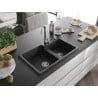 Mexen Tomas chiuvetă granit 2 compartimente 800 x 500 mm, negru, sifon crom - 6516802000-77