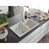 Mexen Tomas 2 rekeszes gránit mosogató 800 x 500 mm, fehér, arany szifon - 6516802000-20-G