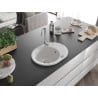 Mexen Kevin chiuvetă granitică cu 1 compartiment cu scurgător 586 x 458 mm, alb, sifon crom - 6517581005-20