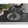 Mexen Kevin chiuvetă de bucătărie din granit cu 1 compartiment și scurgător 586 x 458 mm, gri, sifon cromat - 6517581005-71