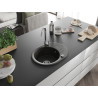 Mexen Kevin 1-medencés gránit mosogató csepegtetővel 586 x 458 mm, fekete/arany metál, króm szifon - 6517581005-75