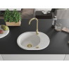 Mexen Kevin gránit mosogató 1 medencével és csepegtetővel 586 x 458 mm, fehér, arany szifonnal - 6517581005-20-G