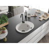 Mexen Kevin chiuvetă din granit cu 1 compartiment cu scurgător 586 x 458 mm, alb, sifon negru - 6517581005-20-B
