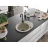 Mexen Kevin chiuvetă de granit cu o cuvă și suport pentru scurgere 586 x 458 mm, bej, sifon negru - 6517581005-69-B