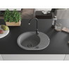 Mexen Kevin gránit mosogató 1-medencés csepegtetővel 586 x 458 mm, szürke, fekete szifon - 6517581005-71-B