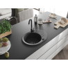 Mexen Kevin 1 rekeszes gránit mosogató csepegtetővel 586 x 458 mm, fekete pöttyös, fekete szifon - 6517581005-76-B
