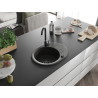 Mexen Kevin 1-medencés gránit mosogató lefolyóval 586 x 458 mm, fekete/arany metál, fekete szifon - 6517581005-75-B