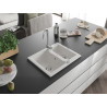 Mexen Carlos 1,5-medencés gránit mosogató 582 x 475 mm, fehér, krómozott szifon - 6518581500-20