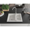 Mexen Carlos chiuvetă de bucătărie din granit, 1,5 cuve, 582 x 475 mm, alb, sifon cromat - 6518581500-20