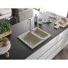 Mexen Carlos chiuvetă de granit cu 1,5 compartiment 582 x 475 mm, Bej, sifon Crom - 6518581500-69