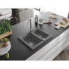 Mexen Carlos 1,5 medencés gránit mosogató 582 x 475 mm, szürke, króm szifon - 6518581500-71