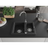 Mexen Carlos chiuvetă de granit 1,5 compartiment, 582 x 475 mm, negru/metalizat argintiu, sifon cromat - 6518581500-73