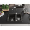 Mexen Carlos 1,5 rekeszes gránit mosogató 582 x 475 mm, fekete/arany metál, króm szifon - 6518581500-75