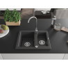 Mexen Carlos chiuvetă de granit cu 1,5 compartiment, 582 x 475 mm, negru pătat, sifon cromat - 6518581500-76