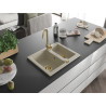 Mexen Carlos 1,5 rekeszes gránit mosogató 582 x 475 mm, bézs, arany szifon - 6518581500-69-G