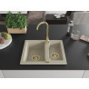Mexen Carlos chiuvetă din granit cu 1,5 cuve 582 x 475 mm, bej, sifon auriu - 6518581500-69-G