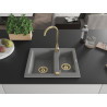 Mexen Carlos 1,5 medencés gránit mosogató 582 x 475 mm, szürke, arany szifonnal - 6518581500-71-G