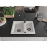 Mexen Carlos chiuvetă granit 1,5 camere 582 x 475 mm, alb, sifon negru - 6518581500-20-B