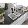 Mexen Carlos 1,5-medencés gránit mosogató 582 x 475 mm, fehér, fekete szifon - 6518581500-20-B