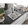 Mexen Carlos gránit mosogató 1,5 medencés 582 x 475 mm, fehér, fekete szifon - 6518581500-20-B
