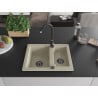 Mexen Carlos chiuvetă din granit cu 1,5 compartimente 582 x 475 mm, bej, sifon negru - 6518581500-69-B