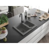 Mexen Carlos 1,5-medencés gránit mosogató 582 x 475 mm, szürke, fekete szifon - 6518581500-71-B