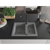 Mexen Carlos 1,5-medencés gránit mosogató 582 x 475 mm, szürke, fekete szifon - 6518581500-71-B