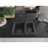Mexen Carlos chiuvetă de granit cu 1,5 compartimente 582 x 475 mm, negru pătat, sifon negru - 6518581500-76-B