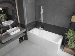 Mexen Next paravan cadă 1-aripă 60 x 150 cm, Transparent, Albă - 895-060-000-00-00-20