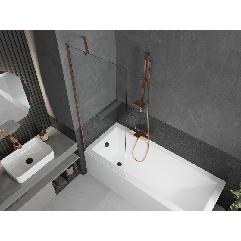 Mexen Next paravan de cadă cu 1 aripă 70 x 150 cm, transparent, aur roz - 895-070-000-00-00-60