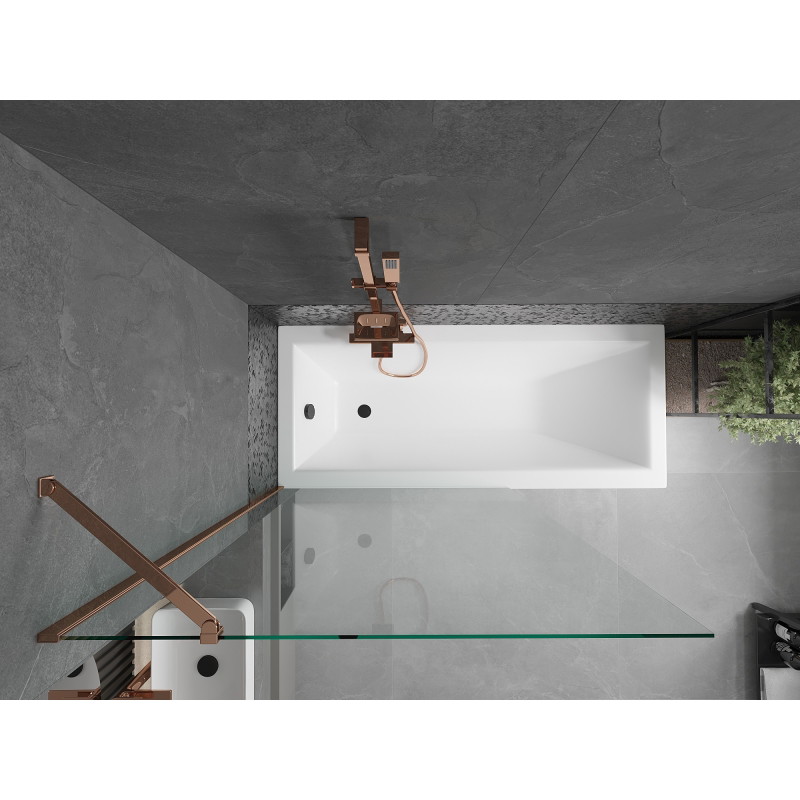 Mexen Next paravan baie 1-panou 90 x 150 cm, transparent, aur roz - 895-090-000-00-00-60