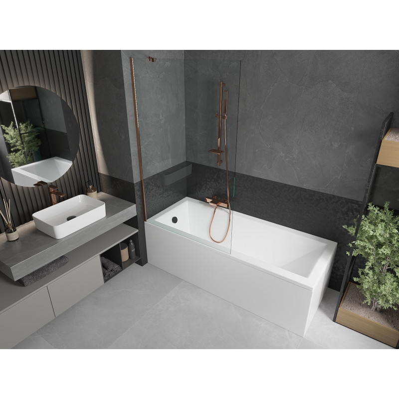 Mexen Next paravan de baie cu 1-canat 100 x 150 cm, transparent, aur roz - 895-100-000-00-00-60