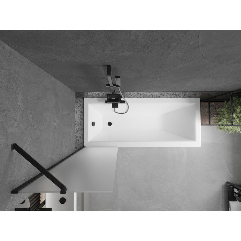 Mexen Next egyszárnyú fürdőkád paraván 50 x 150 cm, zúzmarás, fekete - 895-050-000-00-30-70