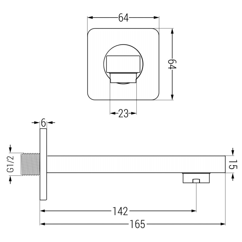 Mexen Cube baterie de cadă montată pe perete, gri armă periat - 79370-66