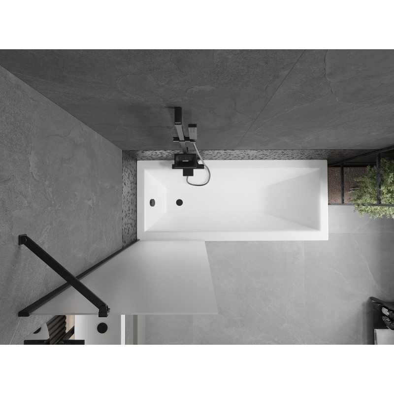 Mexen Next paravan de cadă 1-panou 60 x 150 cm, înghețat, negru - 895-060-000-00-30-70