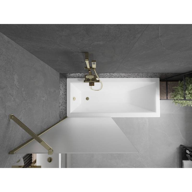 Mexen Next paravan pentru cadă, cu 1 panou, 80 x 150 cm, înghețat, auriu - 895-080-000-00-30-50