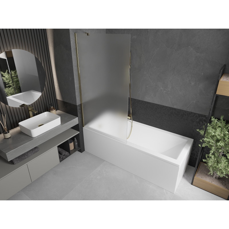 Mexen Next paravan cadă cu un singur panou 90 x 150 cm, înghețat, auriu - 895-090-000-00-30-50