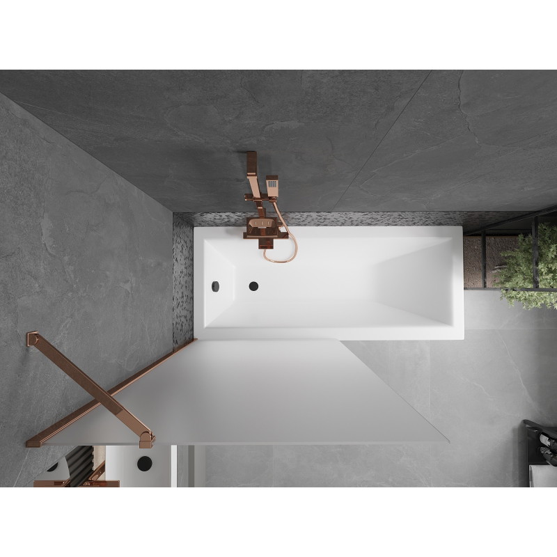 Mexen Next paravan de cadă cu 1 panou 90 x 150 cm, geam sablat, aur roz - 895-090-000-00-30-60