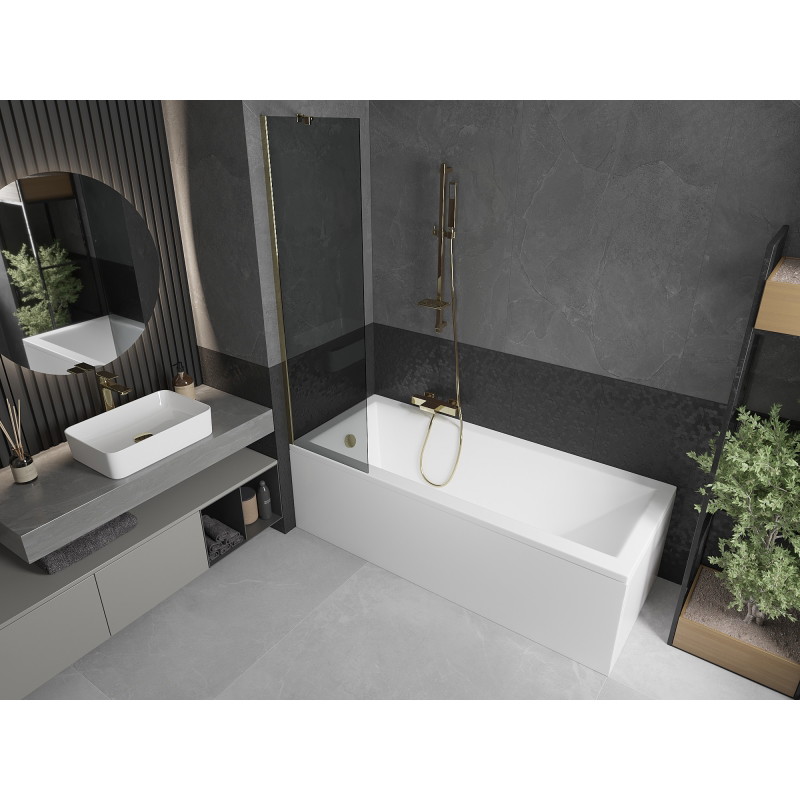 Mexen Next 1-szárnyú fürdőkád paraván 50 x 150 cm, grafit, arany - 895-050-000-00-40-50