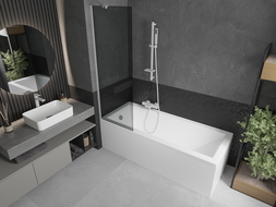Mexen Next paravan cadă 1-aripă 60 x 150 cm, grafit, Albă - 895-060-000-00-40-20