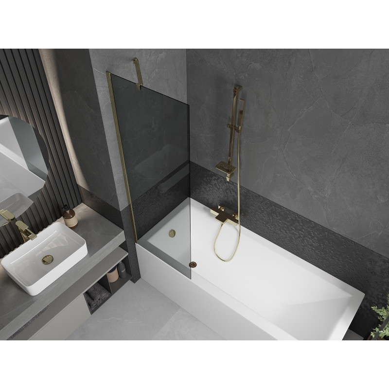 Mexen Next paravan de baie cu 1 panou 60 x 150 cm, grafit, auriu - 895-060-000-00-40-50
